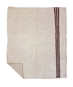 ZOUBAIDA – White & Maroon Carpet – Custom Beni Ourain Striped Rug