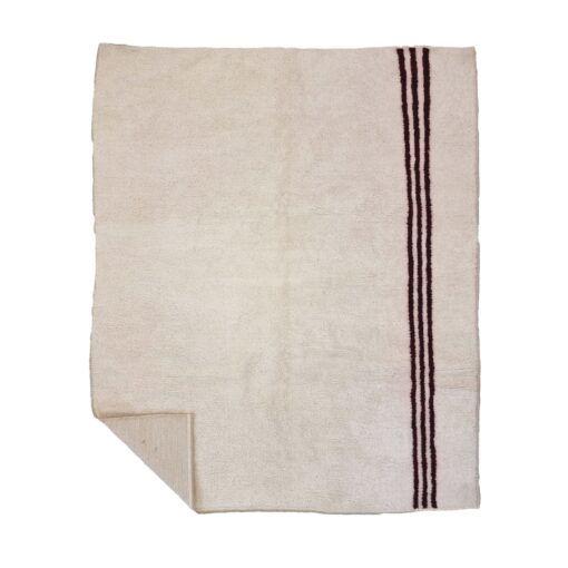 ZOUBAIDA – White & Maroon Carpet – Custom Beni Ourain Striped Rug