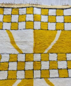 Alternative view of AZHAR – Yellow And White Carpet – Custom Beni Ourain Checkered Rug