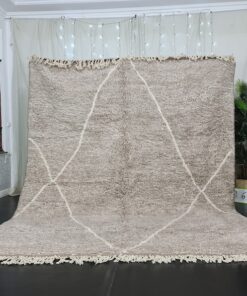 KOJAL – Brown And White Rug – Beni Ourain Geometric Custom Rugs