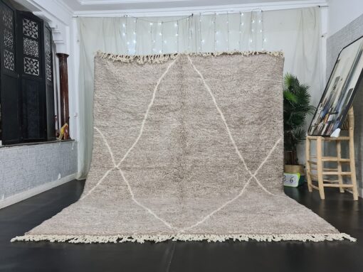 KOJAL – Brown And White Rug – Beni Ourain Geometric Custom Rugs