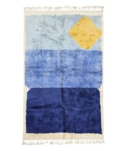 FAKHRIA – Blue And Mustard Rug – Custom Beni Mrirt Geometric Rug