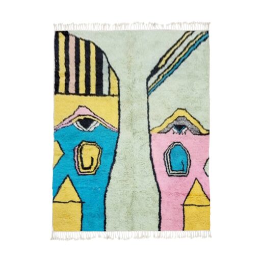 KAYLA – Green And Yellow Rug – Berber Beni Mrirt Funky Rug