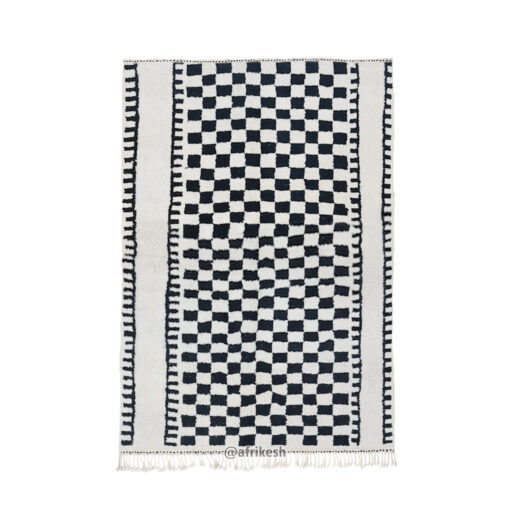 MAYSSOUN – Black And White Checkered Rug – Beni Ourain Custom Rug
