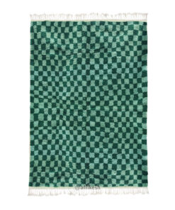 JOULIA – Green Checkered Rug – Beni Ourain Moroccan Carpet – Custom Sizes
