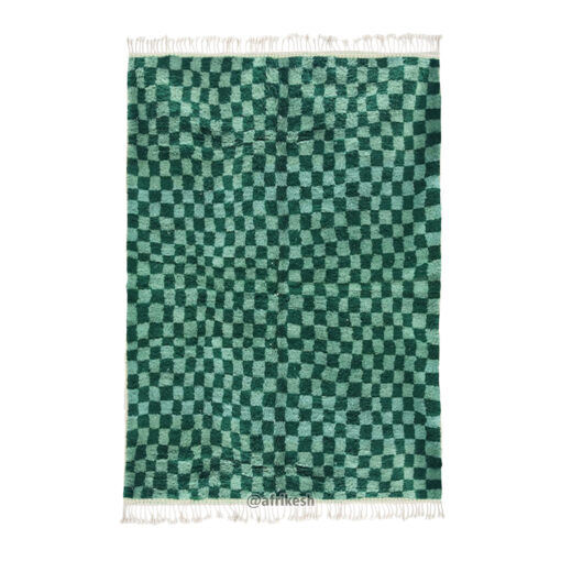 JOULIA – Green Checkered Rug – Beni Ourain Moroccan Carpet – Custom Sizes