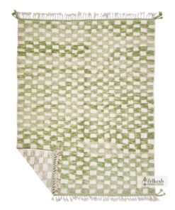 KHADRA - Green Moroccan rug - Beni Ourain Checkered Custom Rug Sizes