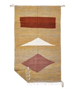 FATINE – Yellow And White Rug – Wool Zanafi Kilim Geometric Rug