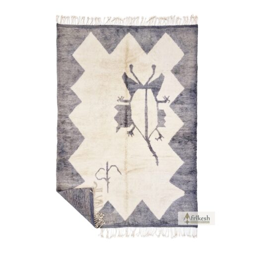GOWINSA – Luxurious Custom Beni Mrirt Abstract Rug – Gray Moroccan Beni Rug