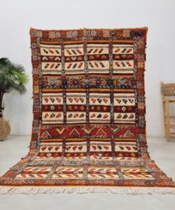 Alternative view of TASNIME - Taznakht Vintage Carpet 5x8 - Low Pile Orange Wool Rug