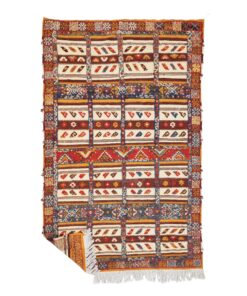 TASNIME - Taznakht Vintage Carpet 5x8 - Low Pile Orange Wool Rug