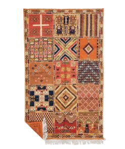 SAMIA - Vintage Taznakht Rug 5x8 – Faded Flat-Weave Unique Berber Design