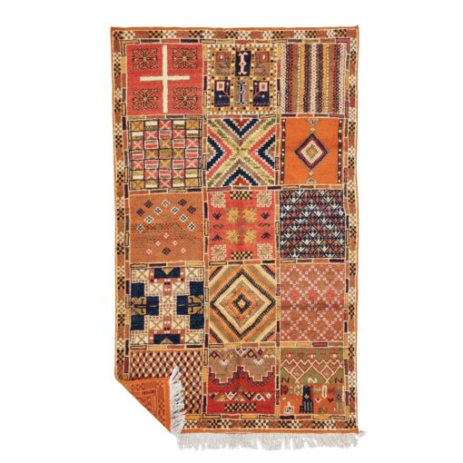 SAMIA - Vintage Taznakht Rug 5x8 – Faded Flat-Weave Unique Berber Design