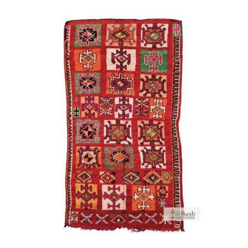 KHONFUSSA- Beni M'Guild Red And Green Rug - Vintage Carpet 6x10