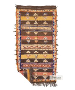 LATIA - Taznakht Vintage Rug 4x8 - Moroccan Brown Flat-weave Rug