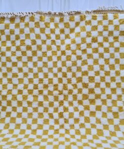 Alternative view of HADIA – Yellow Checkered Rug – Beni Ourain Berber Rug – Custom Sizes