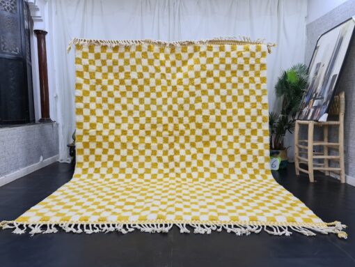 HADIA – Yellow Checkered Rug – Beni Ourain Berber Rug – Custom Sizes