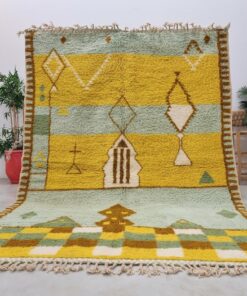 Alternative view of REEM – Green And Yellow Rug – Handmade Beni Ourain Abstract Rug