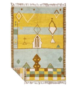 REEM – Green And Yellow Rug – Handmade Beni Ourain Abstract Rug