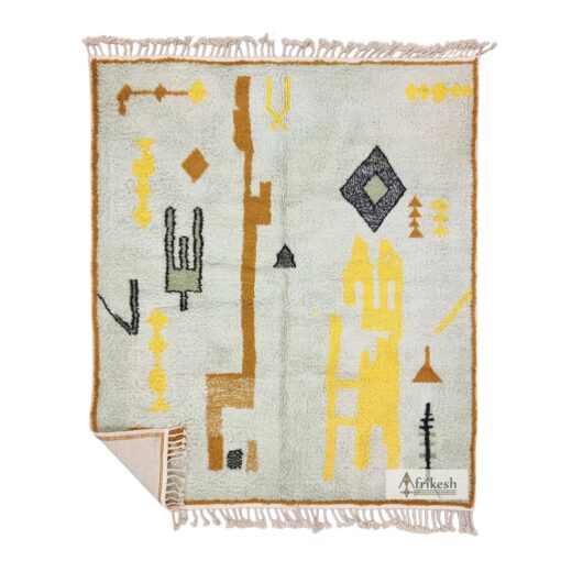 TOUMAMA – Green And Brown Rug – Handmade Beni Ourain Abstract Carpet