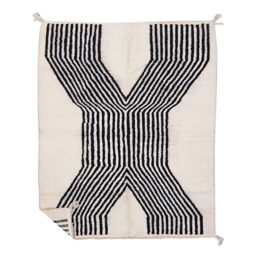 TAIBA – Beni Ourain Striped Rug – White & Black Custom Moroccan Rug