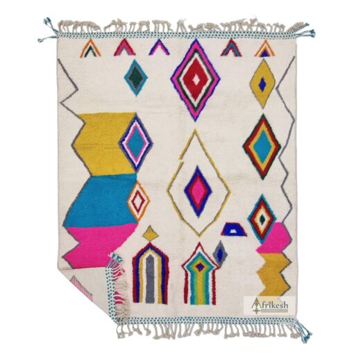SAHAR – White and Pink Geometric Rug – Beni Ourain Custom Rug