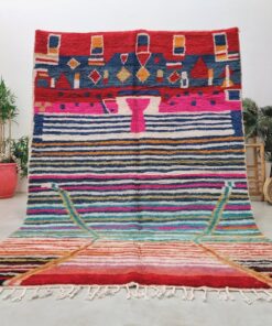 Alternative view of FAKIRA - Handmade Red And Blue Rug - Beni Ourain Carpet 6x9