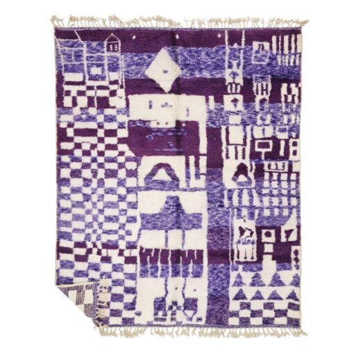 BASHK – Dark Purple And White Carpet – Beni Ourain Rug 8x10