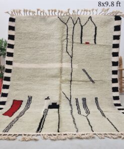 Alternative view of YUGI – Green And Black Carpet – Beni Ourain Rug 8x9