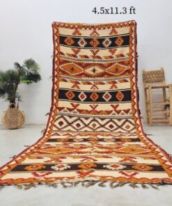 Alternative view of JAYA - Orange And Red Rug - Wool Taznakht Carpet 4x11