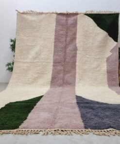 Alternative view of SHILA – Purple And White Rug – Wool Beni Ourain Abstract Carpet