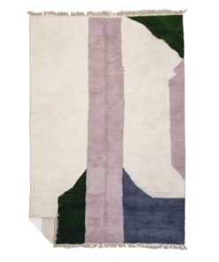 SHILA – Purple And White Rug – Wool Beni Ourain Abstract Carpet