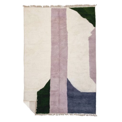 SHILA – Purple And White Rug – Wool Beni Ourain Abstract Carpet