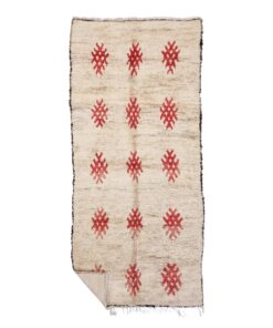 TAZAN - Off White And Red Rug - Beni Ourain Vintage Carpet 6x14