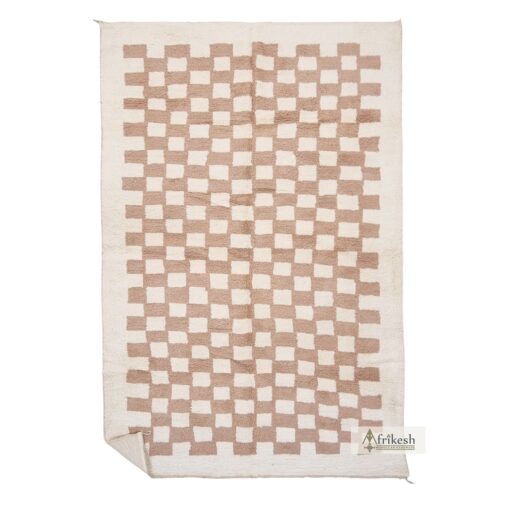 SALAMA - Handmade Pale Taupe And White Rug - Beni Ourain Carpet 9x14