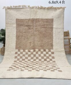 Alternative view of TULIN - Handmade Pale Taupe and White Rug - Beni Ourain Carpet 6x9