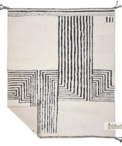 AMRA – Black And White Abstract Rug - Beni Ourain Custom Rugs