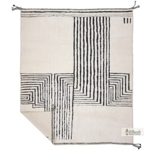 AMRA – Black And White Abstract Rug - Beni Ourain Custom Rugs