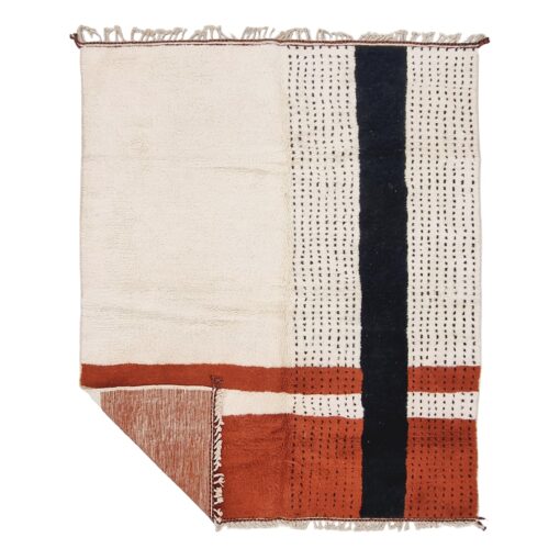 KHANDAQ – Brown And White Rug – Custom Beni Ourain Dotted Carpet
