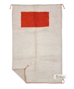 LAIMOUN – Handmade White And Orange Carpet – Beni Ourain Rug 5x9