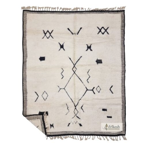 DERBABA – Beni Ourain White & Black Rug – Custom Geometric Rugs