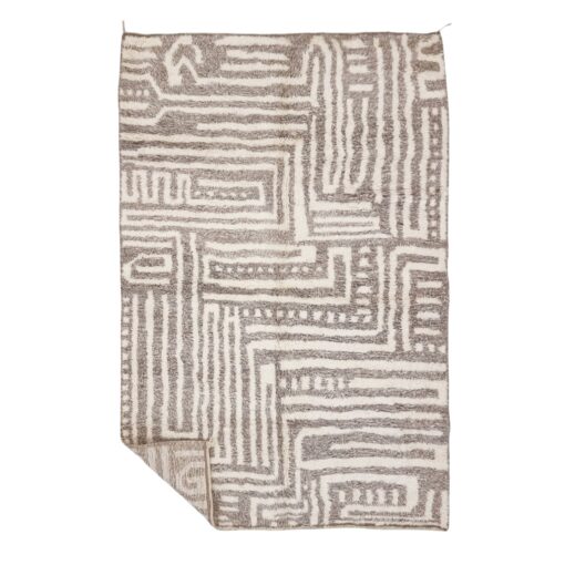 INES – Gray And White Carpet – Beni Ourain Rug 6x10