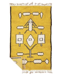 MAYADA – Beni Ourain Custom Rug – Yellow & White Moroccan Wool Abstract Rug