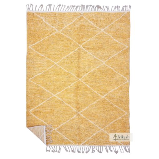 ASSIL – Yellow And White Rug – Beni Ourain Geometric Custom Rugs