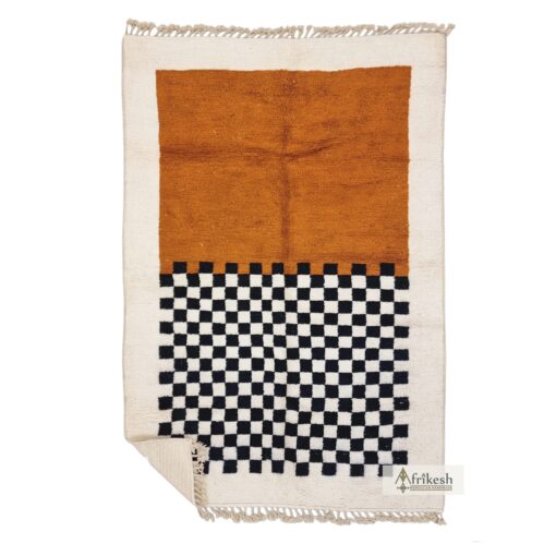 TULIN – Brown And Black Rug – Custom Beni Ourain Checkered Carpet
