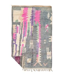 SADALA - Gray and Pink Rug - Handmade Boujaad Abstract Rug 5x8