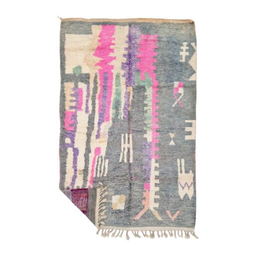 SADALA - Gray and Pink Rug - Handmade Boujaad Abstract Rug 5x8