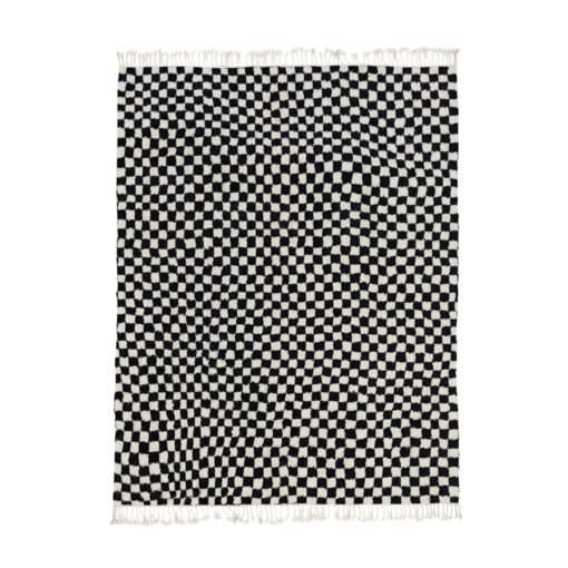JULIA - Black And White Rug - Moroccan Beni Mrirt Checkered Rug 8x9