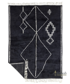GHAZALA – Black and White Rug – Custom Beni Mrirt Geometric Rug