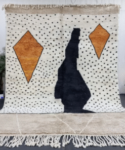 Alternative view of AQSA–Dark Beige And Black Rug–Custom Beni Mrirt Dotted Carpet